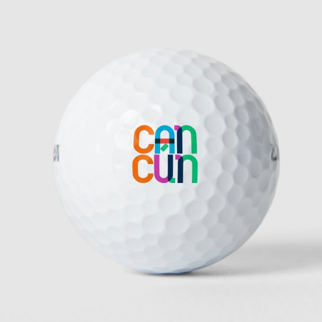 Balles De Golf Cancun Mexique Lettres Pop Art (Devant)
