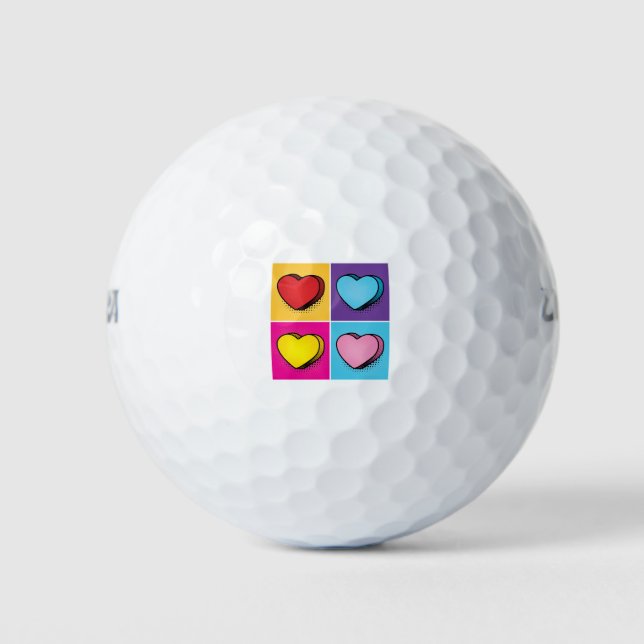 Balles De Golf Candy Heart Hearts Pop Art Valentine's Day (Devant)