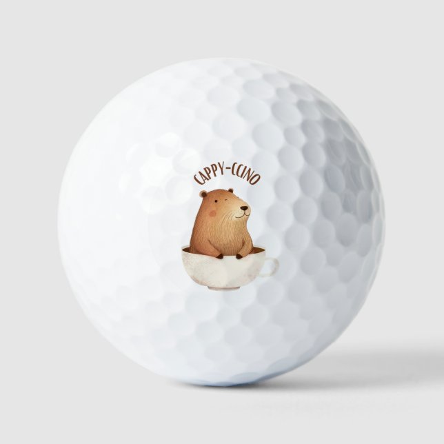 Balles De Golf Capybara Golf Ball, Cute, Unique, Capyccino, Café (Recto)