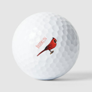 Balles De Golf Cardinal du Nord dessin animé d'oiseau