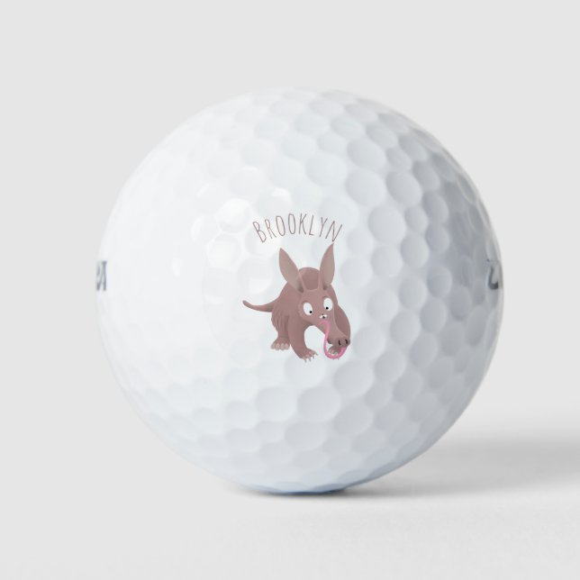 Balles De Golf Caricature amusante de Aardvark (Devant)