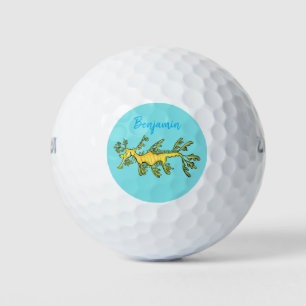 Balles De Golf Caricature amusante de dragon de mer feuillu