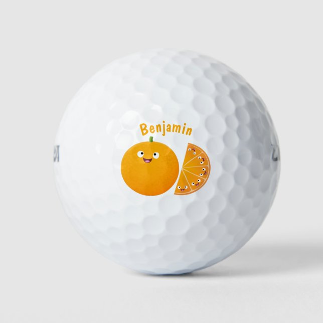 Balles De Golf Caricature d'agrumes d'orange (Devant)