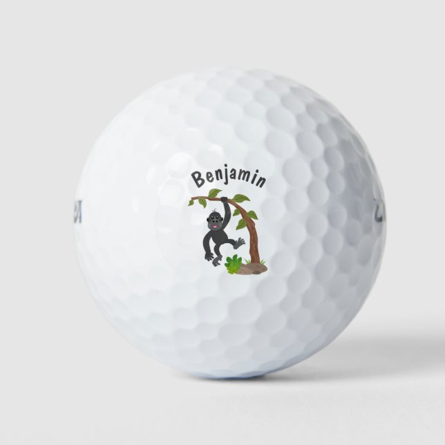 Balles De Golf Caricature de bébé gorille joyeux (Devant)