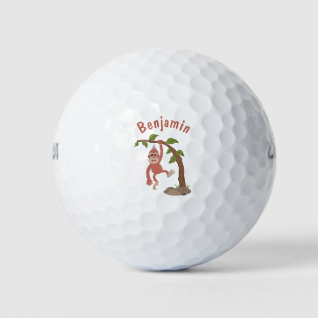Balles De Golf Caricature de bébé orangoutan joyeux (Devant)
