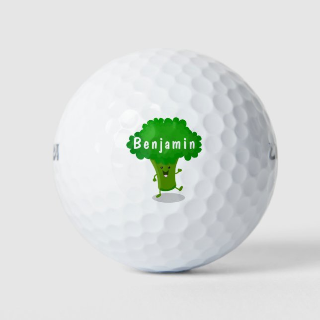 Balles De Golf Caricature de brocoli dansant Cute kawaii (Devant)