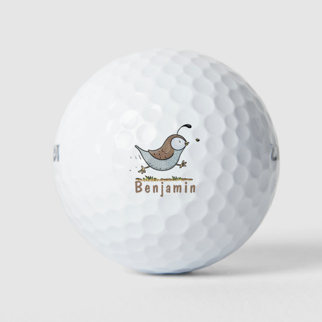 Balles De Golf Caricature de caille californienne joli (Devant)