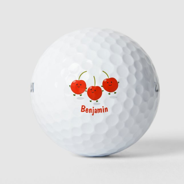 Balles De Golf Caricature de cerises rouges à sauter mûr (Devant)
