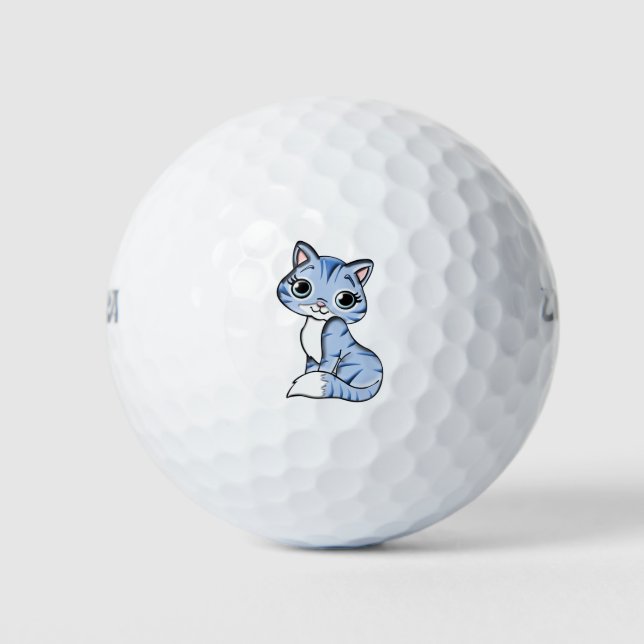 Balles De Golf Caricature de chat bleu mignon (Devant)