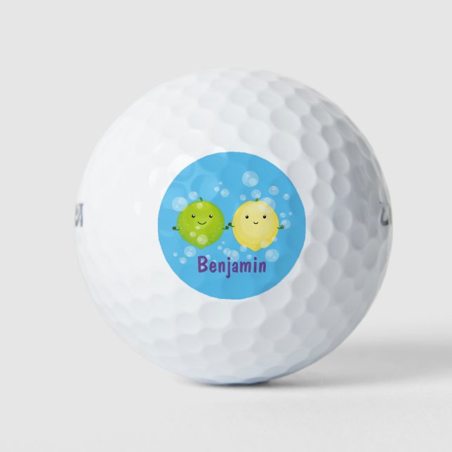 Balles De Golf Caricature de chaux de citron joyeux (Devant)