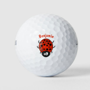 Balles De Golf Caricature de coccinelle rouge joyeux