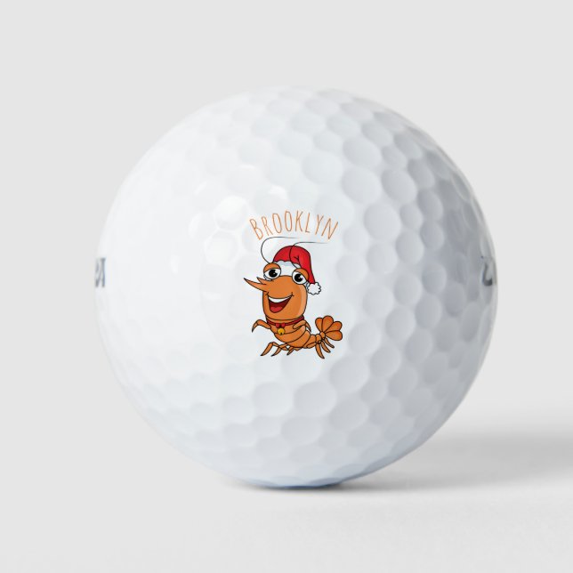 Balles De Golf Caricature de crevettes de Noël joyeux (Devant)