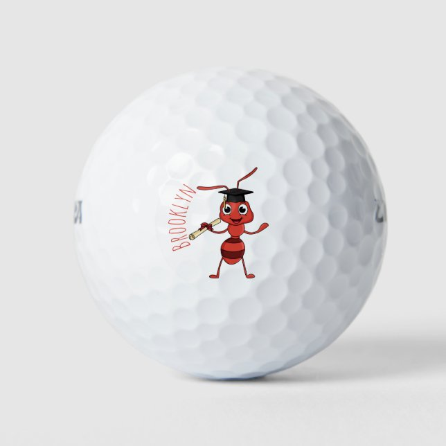 Balles De Golf Caricature de fourmi rouge joyeux (Devant)
