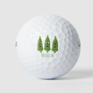 Balles De Golf Caricature de légumes de l'okra chantante mignonne