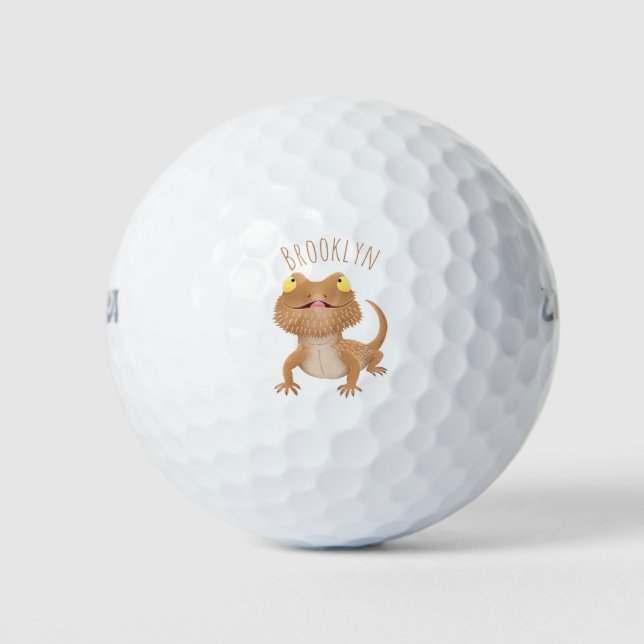 Balles De Golf Caricature de lézard de dragon à barbe (Devant)