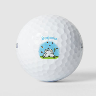 Balles De Golf Caricature de moutons mignons amis et papillons