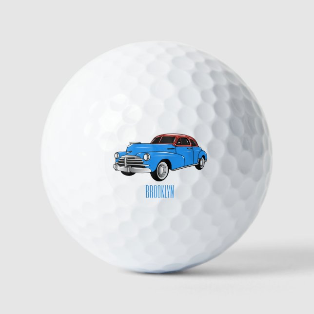 Balles De Golf Caricature de voiture classique 1948 (Recto)