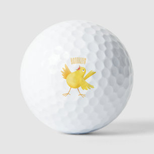 Balles De Golf Caricature d'oiseau canari jaune chantant mignon