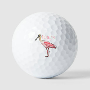 Balles De Golf Caricature d'oiseau de spatule de rose