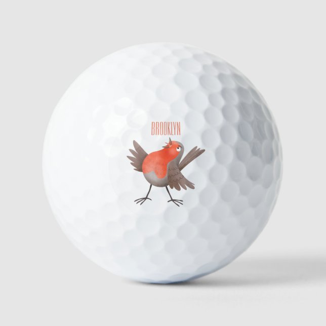 Balles De Golf Caricature d'oiseau rouge chantant mignon (Recto)