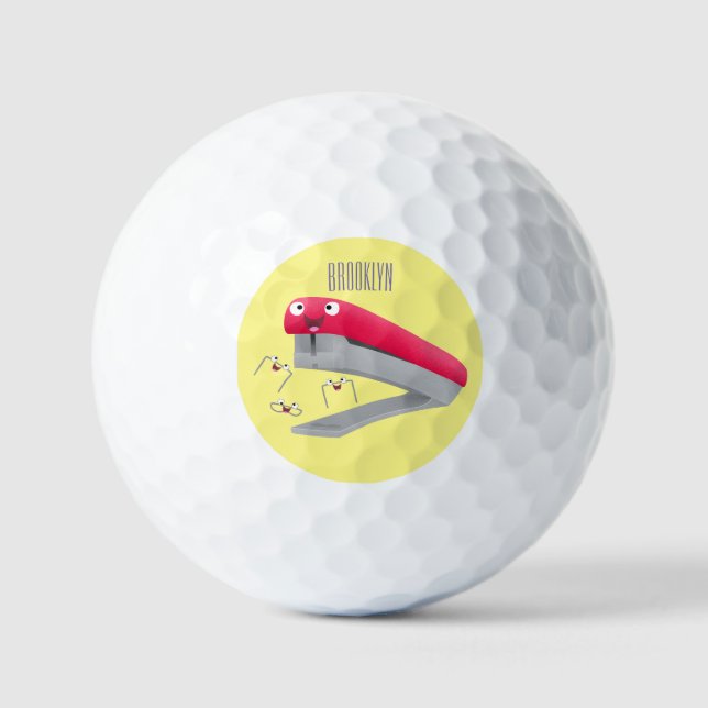 Balles De Golf Caricature en agrafeuse rouge pâle (Recto)