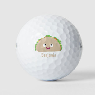 Balles De Golf Caricature joli sourire taco dessin animé