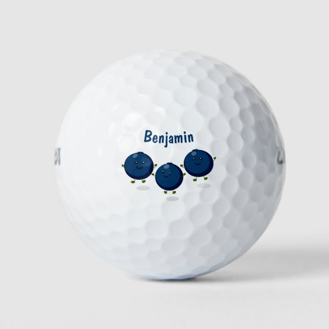 Balles De Golf Caricature mignonne de bleuets violets (Devant)
