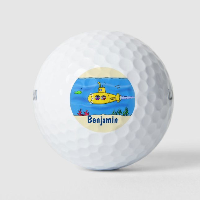 Balles De Golf Caricature sous-marine joyeuse (Devant)