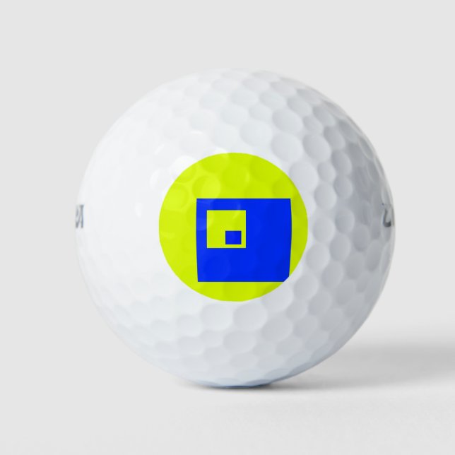 Balles De Golf Carré jaune et bleu (Devant)