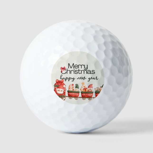 Balles De Golf Carte de train de Noël Whimsical (Recto)