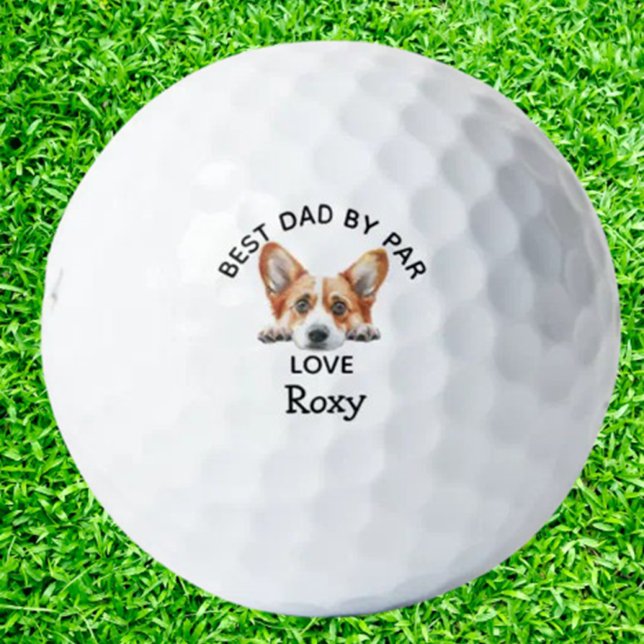 Balles De Golf Célébrez papa avec le corgi parfait (Corgi Gold Watercolor Puppy introducing the ultimate accessory for dog-loving golfers)