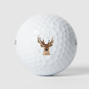 Balles De Golf Cerf Brown animal aquarelle forêt faune