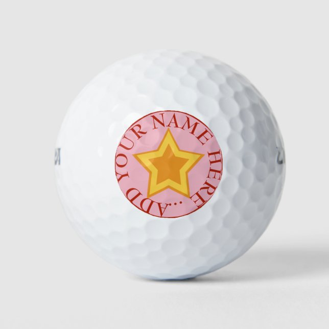 Balles De Golf Chambre étoilée jaune d'or pour personnaliser (Devant)