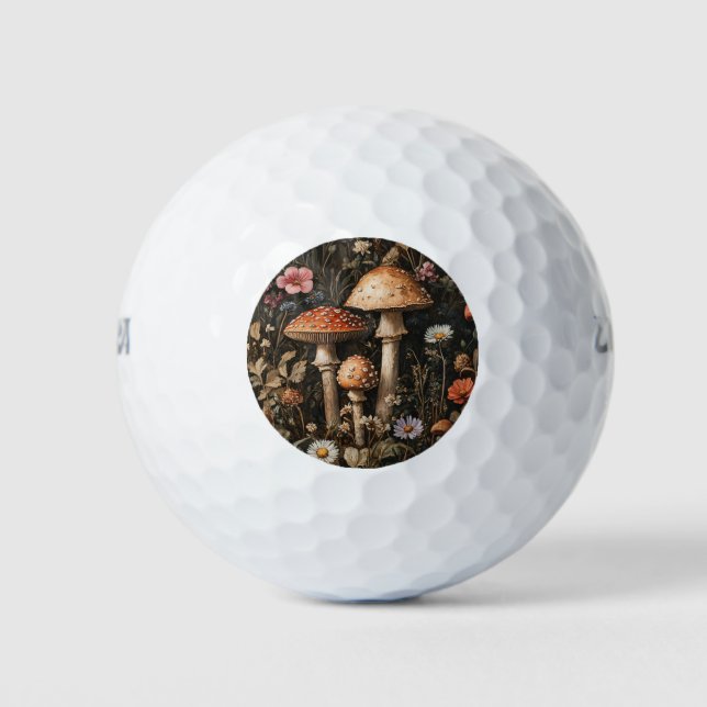 Balles De Golf Champignons Whimsical et Botanique Fleur sauvage (Devant)