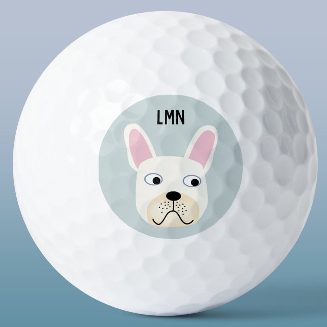 Balles De Golf Championnat de France de Monogram Golf Balls (Fun French bulldog frenchie dog personalized monogram initials golf ball)