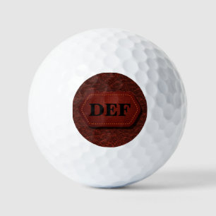 Balles De Golf Changer l'initiale, Badge aspect cuir Rouge foncé