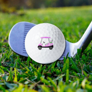 Balles De Golf Chariot de golf rose avec monogramme