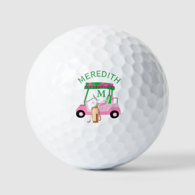 Balles De Golf Charming Unique Golf Cart Clubs Monogramme Nom (Recto)