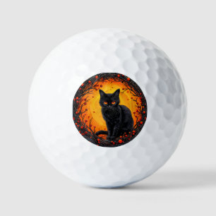 Balles De Golf Chat noir d'Halloween aux yeux lumineux