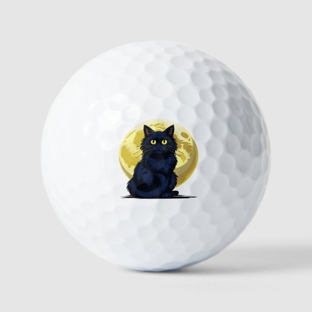 Balles De Golf Chat noir en colère (Recto)