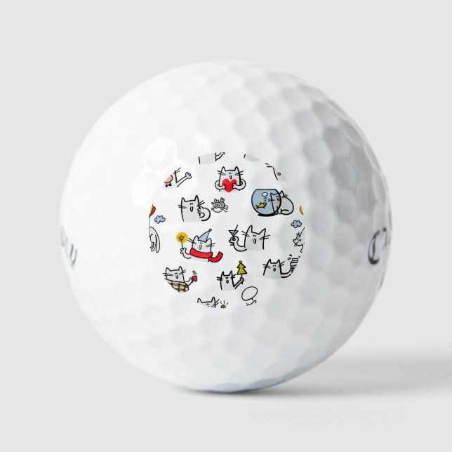 Balles De Golf Chats amusants, lait et magie. (Recto)
