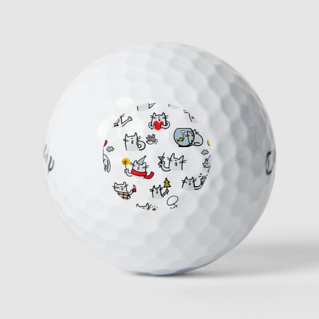 Balles De Golf Chats amusants, lait et magie. (Devant)