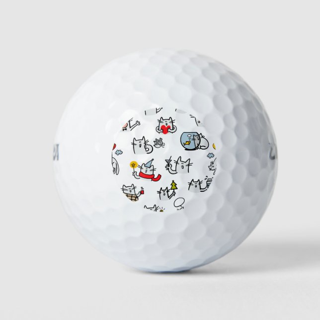 Balles De Golf Chats amusants, lait et magie. (Devant)