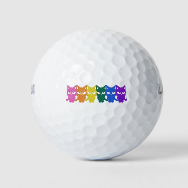Balles De Golf chats en pixels arc-en-ciel (Devant)