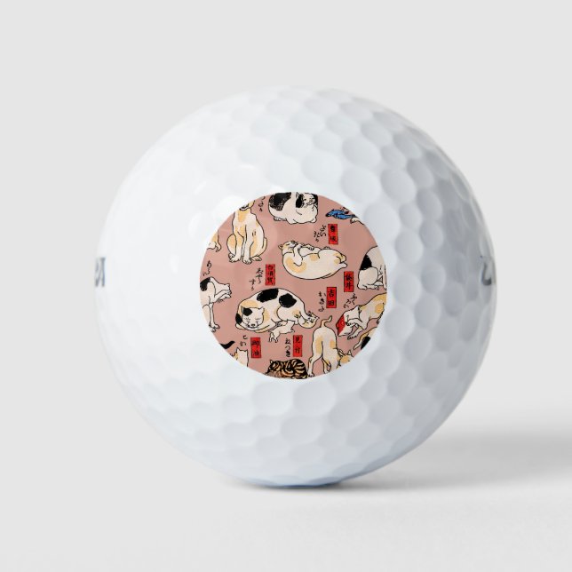Balles De Golf chats japonais Ukiyo-e Funny kitty (Devant)