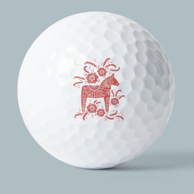 Balles De Golf Cheval de Dala suédois Rouge et blanc (Créateur téléchargé)