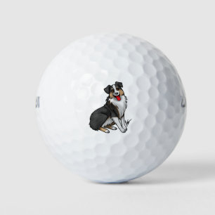 Balles De Golf Chien - Berger australien - Tri noir