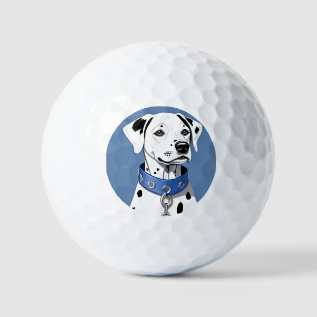 Balles De Golf Chien dalmate portant un collier bleu (Recto)