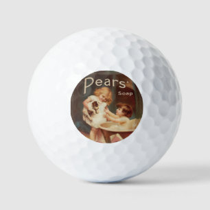 Balles De Golf Chien de manchon prenant un bain vintage antique