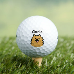 Balles De Golf Chien de Poméranie mignon avec nom personnalisé